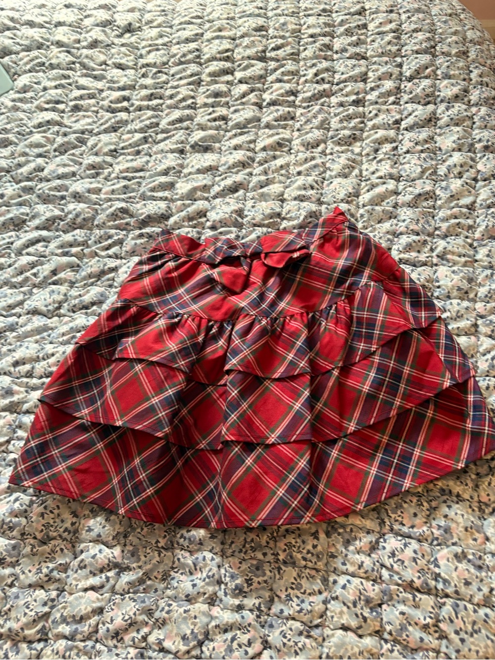 Gymboree Red Plaid Layered Ruffle Skirt